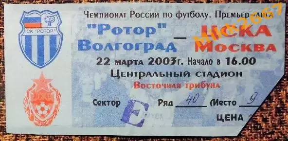 Ротор (Волгоград) - ЦСКА (Москва), Чемпионат России 2003