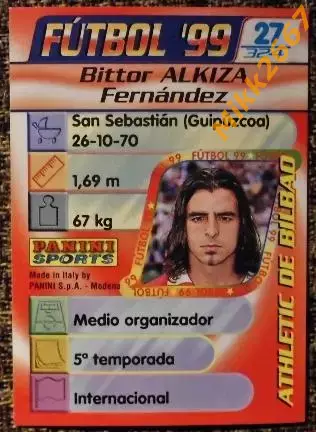 Bittor ALKIZA Fernandez. Коллекция PANINI Futbol 1998-1999 1