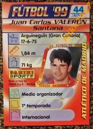Juan Carlos VALERON Santana. Коллекция PANINI Futbol 1998-1999 1