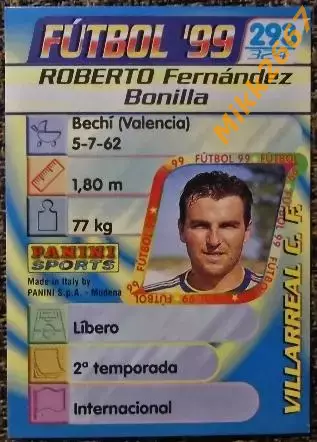 ROBERTO Fernandes Bonilla. Коллекция PANINI Futbol 1998-1999 1