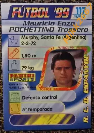Mauricio Enzo POCHETTINO Trossero. Коллекция PANINI Futbol 1998-1999 1