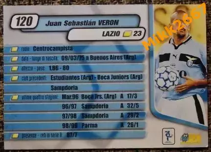 Juan Sebastian VERON. Коллекция DS Pianeta Calcio 1999-2000 1