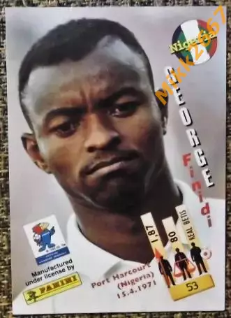 Finidi GEORGE. Коллекция PANINI Чемпионат Мира 1998 (коллекционные карточки) 1
