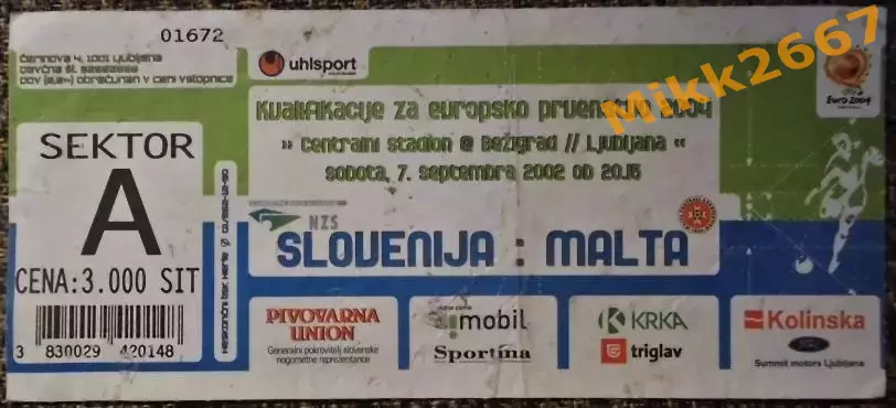 Словения - Мальта.Отборочный матч ЧЕ-2004.