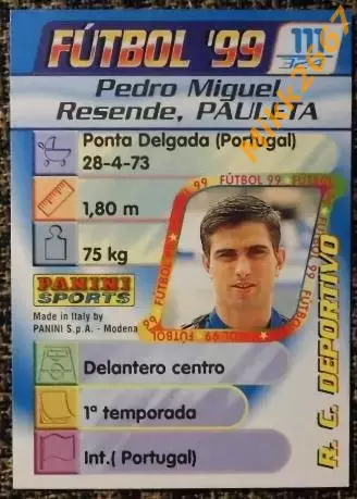 PAULETA. Коллекция PANINI Futbol 1998-1999 1