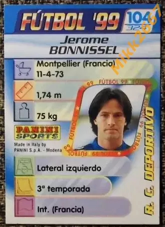 BONNISSEL. Коллекция PANINI Futbol 1998-1999 1