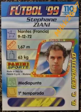 ZIANI. Коллекция PANINI Futbol 1998-1999 1