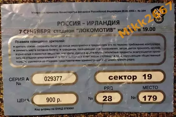 Россия - Ирландия. Отборочный матч ЧЕ-2004. 1