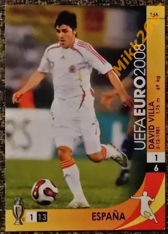 DAVID VILLA. Коллекция PANINI Чемпионат Европы 2008. Игровые карточки