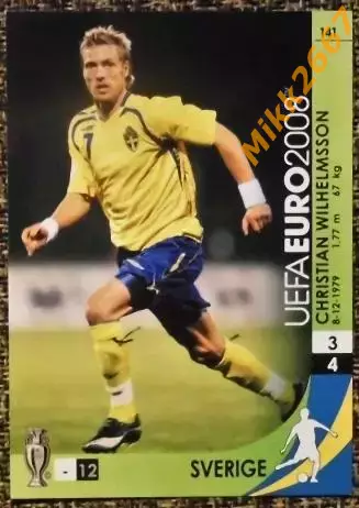 CHRISTIAN WILHELMSSON. Коллекция PANINI Чемпионат Европы 2008.Игровые карточки