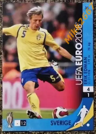 ERIK EDMAN. Коллекция PANINI Чемпионат Европы 2008.Игровые карточки