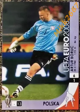 ARTUR BORUC. Коллекция PANINI Чемпионат Европы 2008. Игровые карточки