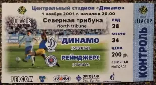 ДИНАМО Москва (Россия) - РЕЙНДЖЕРС Глазго(Шотландия). Кубок УЕФА 2001/2002