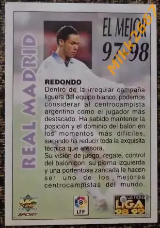 REDONDO. Коллекция MUNDICROMO Испанская Лига 1998-1999 1