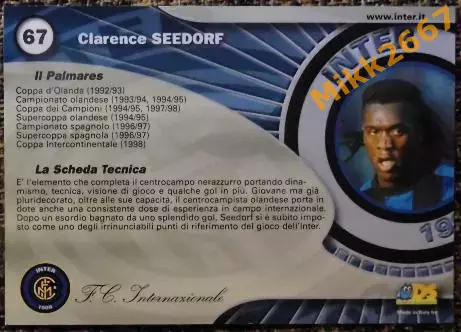 Clarence SEEDORF. Коллекция DS Интер 2000 1