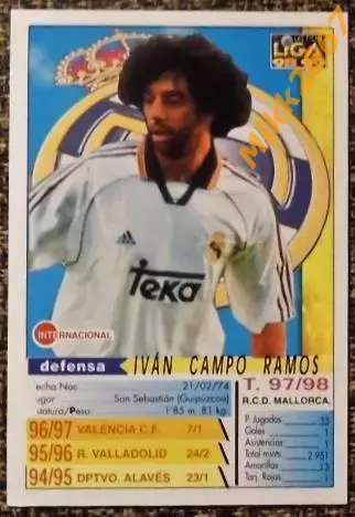 Ivan CAMPO. Коллекция MUNDICROMO Испанская Лига 1998-1999 1