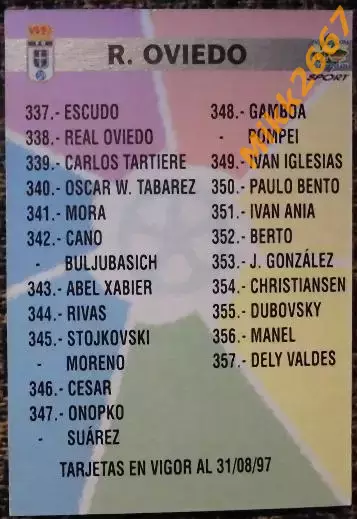 REAL OVIEDO. Коллекция MUNDICROMO Испанская Лига 1997-1998 1