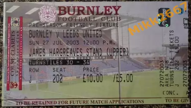 BURNLEY FC - LEEDS UNITED / 27-07-2003