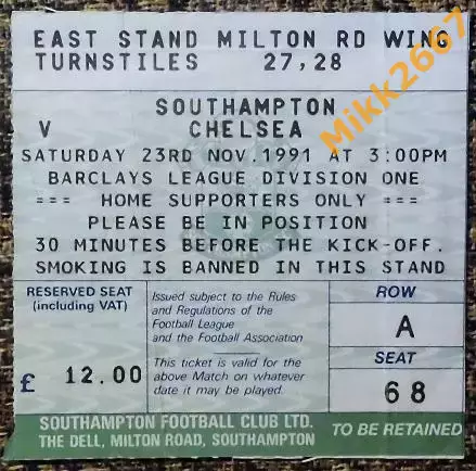 SOUTHAMPTON - CHELSEA / 23-11-1991