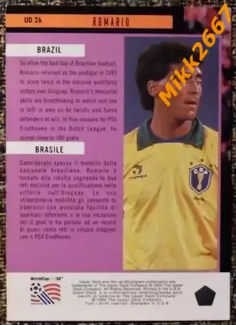 ROMARIO. Коллекция Upper Deck Чемпионат Мира США 1994 1