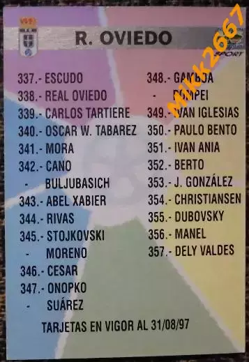 REAL OVIEDO. Коллекция MUNDICROMO Испанская Лига 1997-1998 1