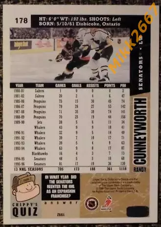 Randy CUNNEYWORTH. Коллекция Collector's Choice NHL 1996-1997 1