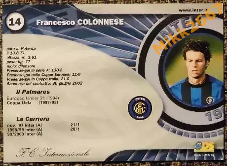 Francesco COLONNESE. Коллекция DS Интер 2000 1