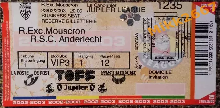 R.Exc.Mouscron - RSC Anderlecht / 23-02-2003