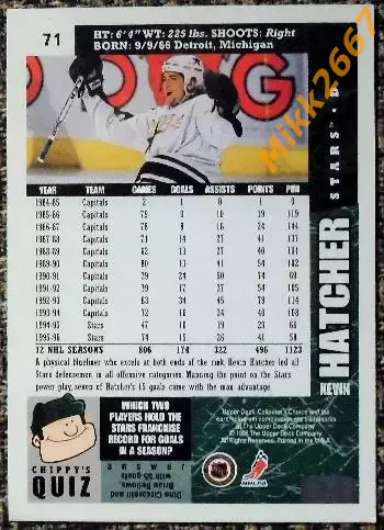 Kevin HATCHER. Коллекция Collector's Choice NHL 1996-1997 1