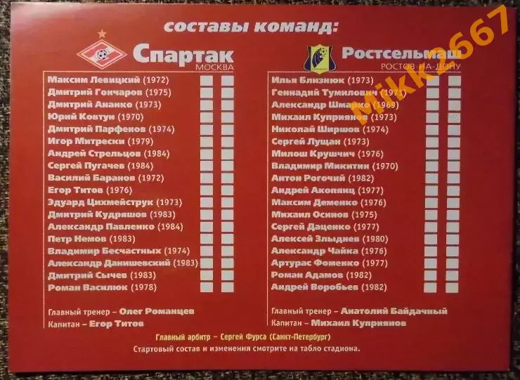 Спартак (Москва) - Ростсельмаш (Ростов-на-Дону), Чемпионат России 2002 г. 1