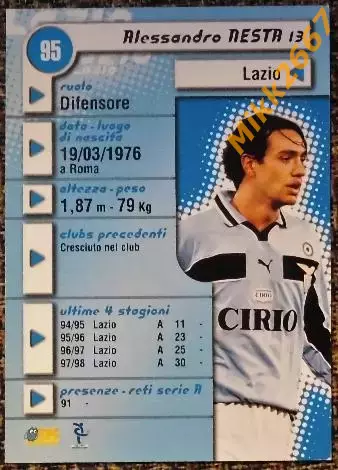 Alessandro NESTA. Коллекция DS Pianeta Calcio 1998-1999 1