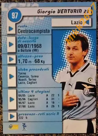 Giorgio VENTURIN. Коллекция DS Pianeta Calcio 1998-1999 1