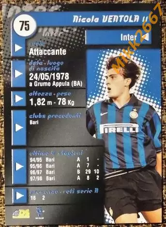 Nicola VENTOLA. Коллекция DS Pianeta Calcio 1998-1999 1