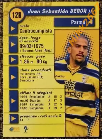 Juan Sebastian VERON. Коллекция DS Pianeta Calcio 1998-1999 1