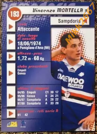 Vincenzo MONTELLA. Коллекция DS Pianeta Calcio 1998-1999 1