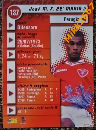 Jose M.Ferreira ZE' MARIA. Коллекция DS Pianeta Calcio 1998-1999 1