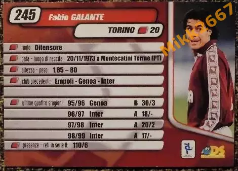 Fabio GALANTE. Коллекция DS Pianeta Calcio 1999-2000 1