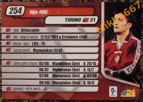 Ilija IVIC. Коллекция DS Pianeta Calcio 1999-2000 1