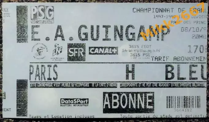 PSG - E.A. GUINGAMP / 08-10-1997