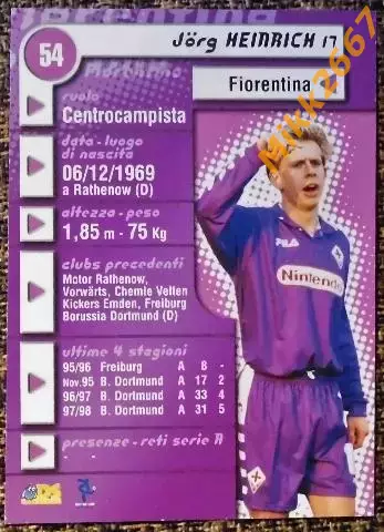 Jorg HEINRICH. Коллекция DS Pianeta Calcio 1998-1999 1