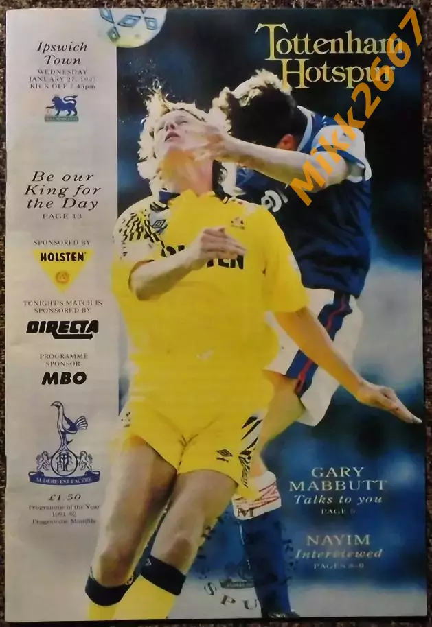 Tottenham Hotspur - Ipswich Town, The F.A. Premier League, 1992-1993