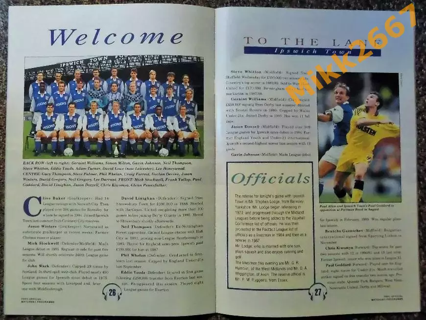 Tottenham Hotspur - Ipswich Town, The F.A. Premier League, 1992-1993 1