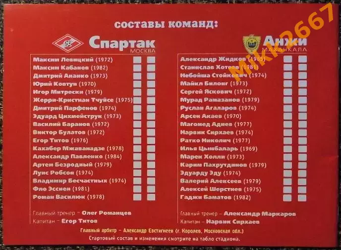 Спартак (Москва) - Анжи (Махачкала), Чемпионат России 2001 г. 2