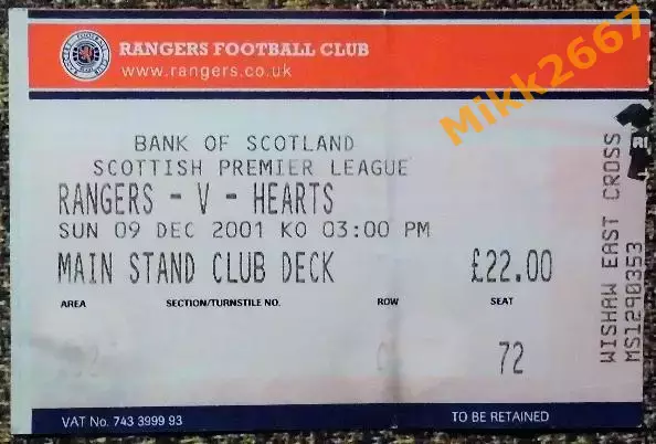 GLASGOW RANGERS - HEARTS / 09-12-2001