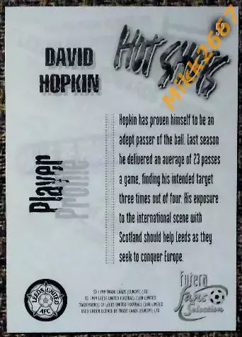 David HOPKIN. Коллекция FUTERA Leeds United Fans' Selection 1999 1