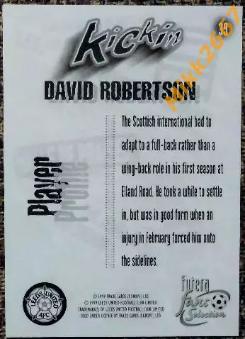 David ROBERTSON. Коллекция FUTERA Leeds United Fans' Selection 1999 1