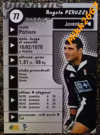 Angelo PERUZZI. Коллекция DS Pianeta Calcio 1998-1999 1