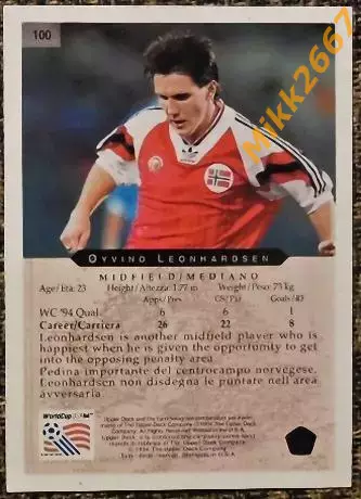 Oyvind LEONHARDSEN. Коллекция Upper Deck Чемпионат Мира США 1994 1
