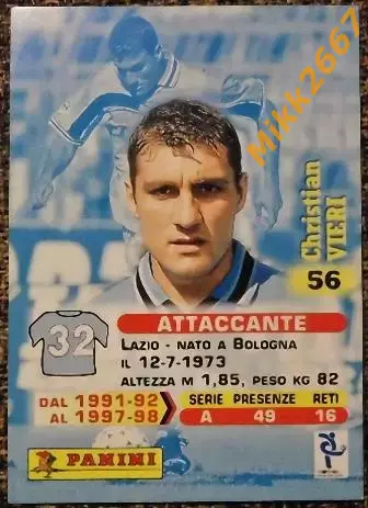 Christian VIERI. Коллекция Panini Calcio 99 Cards 1