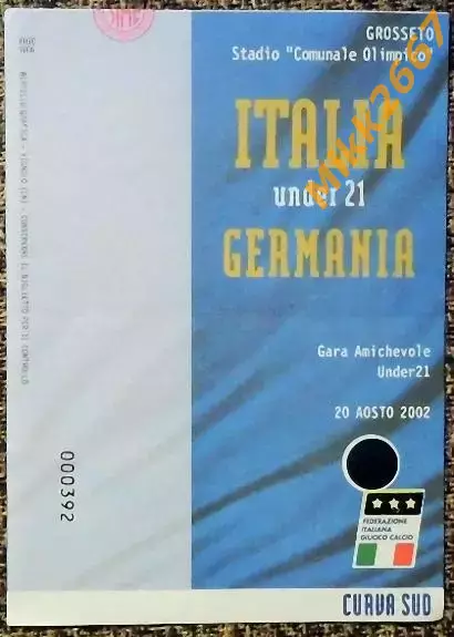 Италия - Германия.20.08.2002 / Under 21 (до 21 года).